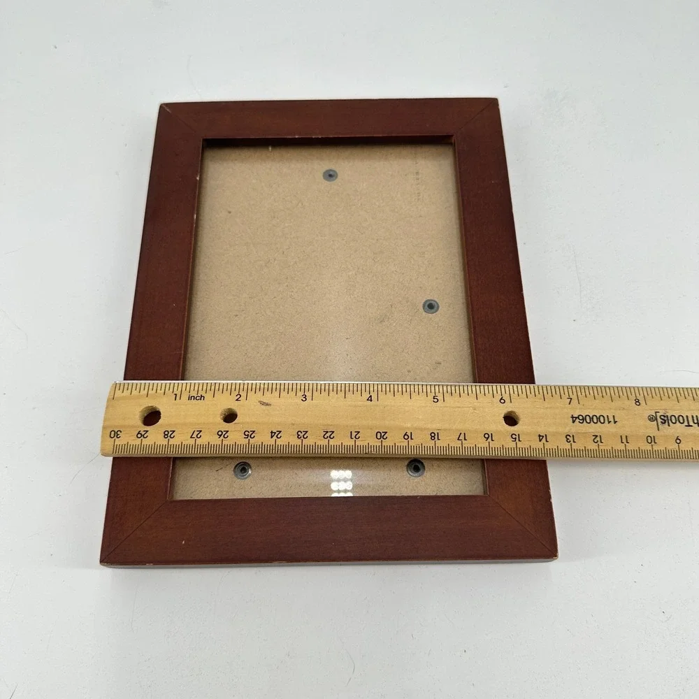 Cherry Wood 5x7 Picture Frame Beveled Edge Tabletop Wall Mount Red Brown